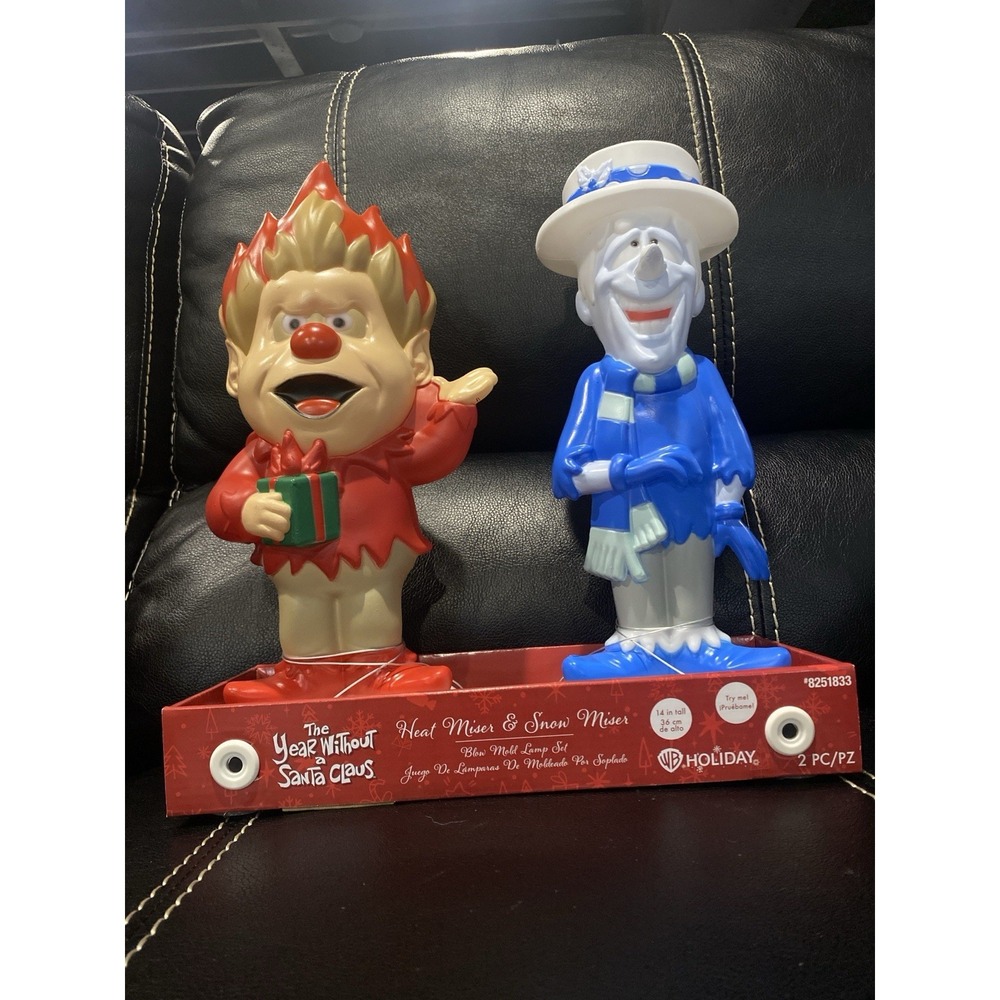 Warner Brothers Light Up Heat Miser & Snow Miser 14" Blow Mold Set 2026  Rare